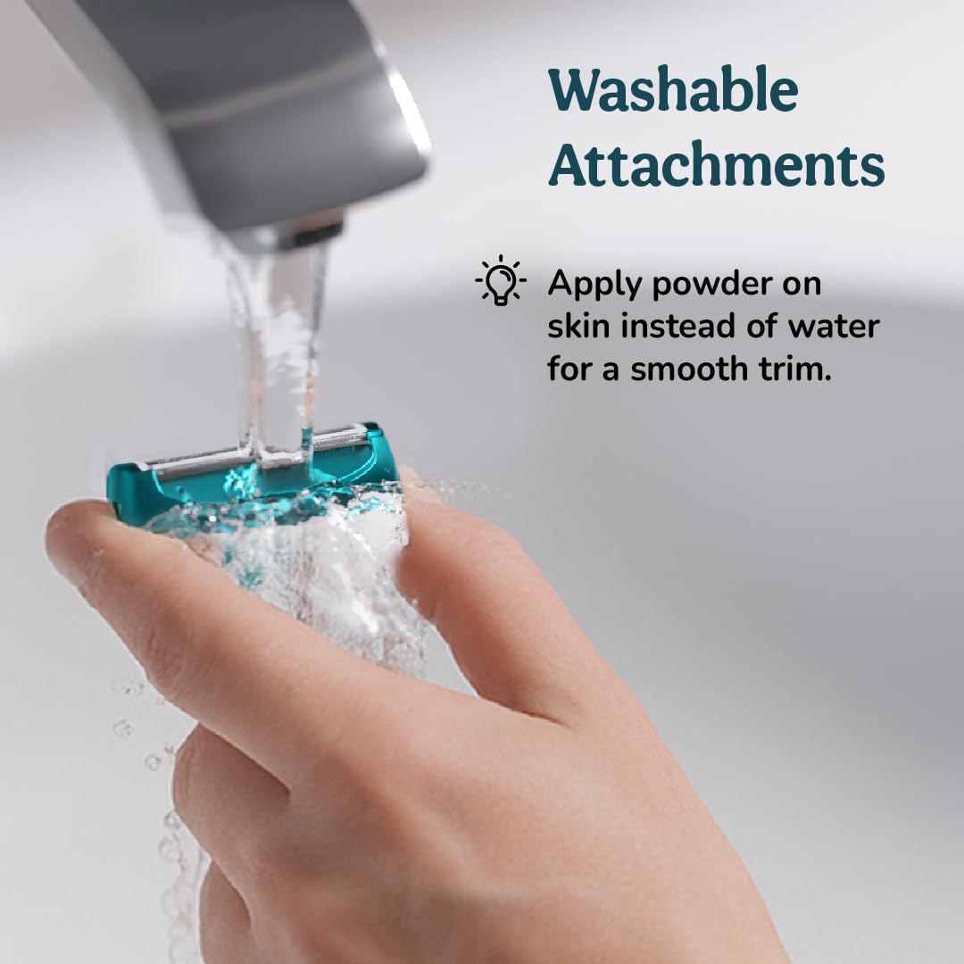 Caresmith Bloom 4 in 1 Face & Body Hair Trimmer for Women | 3 Heads- Body Trimmer & Shaver, Face Trimmer & Eyebrow Trimmer | Rechargeable | Hair Removal Machine for Women, Green