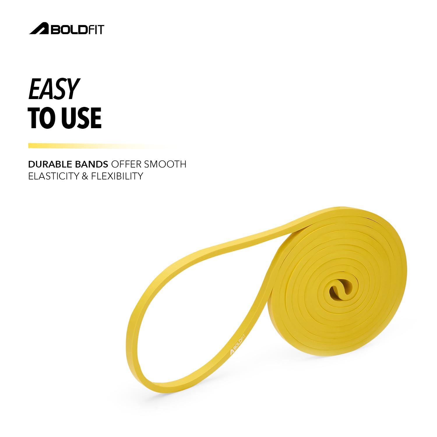 Boldfit Heavy Resistance Band for Exercise & Stretching, Pull Up Band Suitable in Home & Gym Workout, Power Bands for Men & Women. (Yellow 3-7kg Resistances)(Material: Natural Rubber)