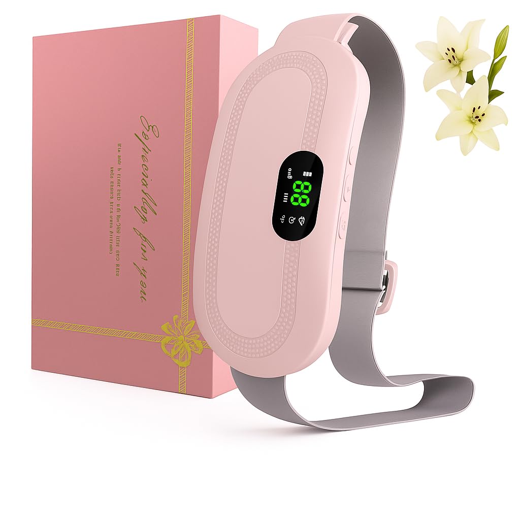 Period Cramp Relief Heating Pad Pain Device with 4 Massage Modes for Menstrual Pain and Belly or Back Pain Relief, LED Display, Comfortable Belt