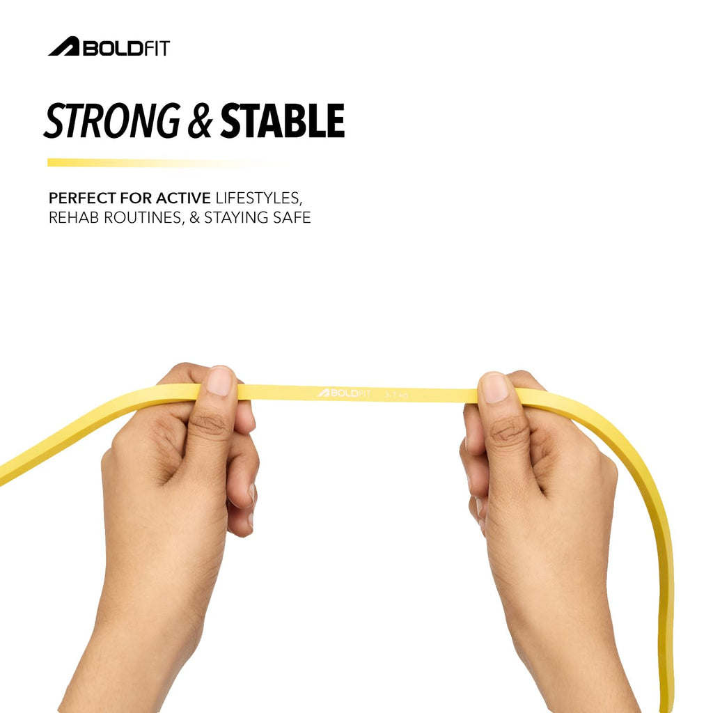 Boldfit Heavy Resistance Band for Exercise & Stretching, Pull Up Band Suitable in Home & Gym Workout, Power Bands for Men & Women. (Yellow 3-7kg Resistances)(Material: Natural Rubber)