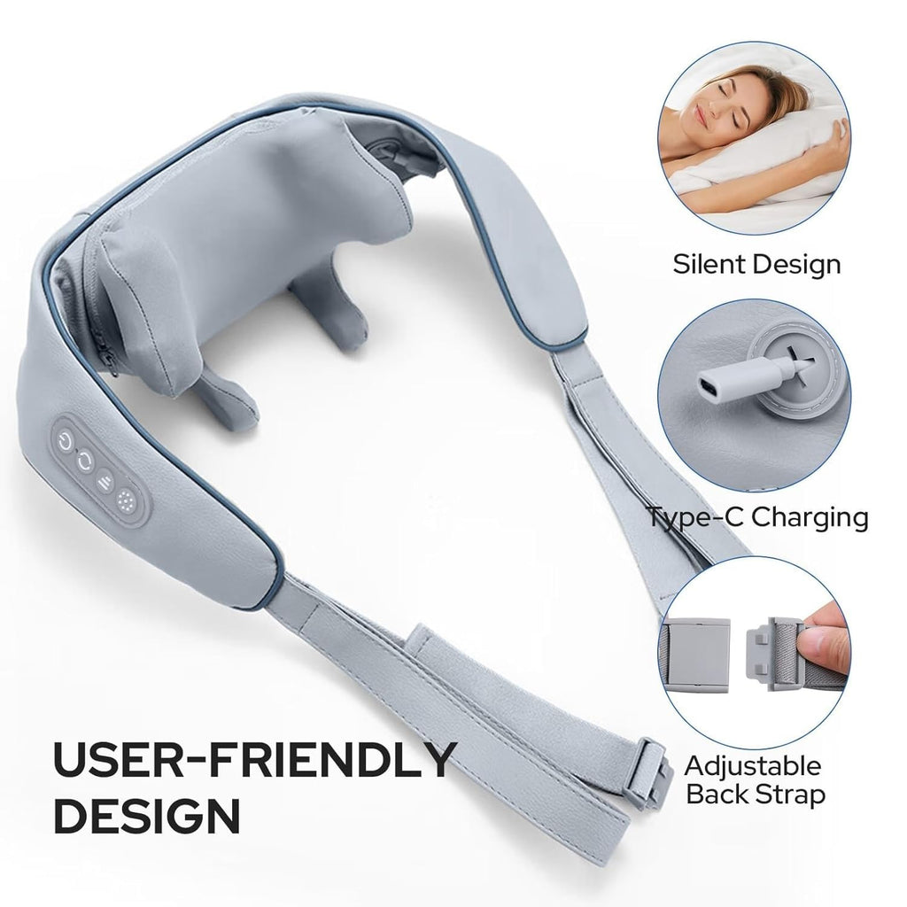 DADLM® Necck and Back Massager, Necck Massager with Heating, Body Massager for Body Aches and Pains Relief, Electric Wearable 5D Cervical Neck Massage Machine for Deep Tissue Neck, Back, Shoulders, Waist and Legs (Cream)