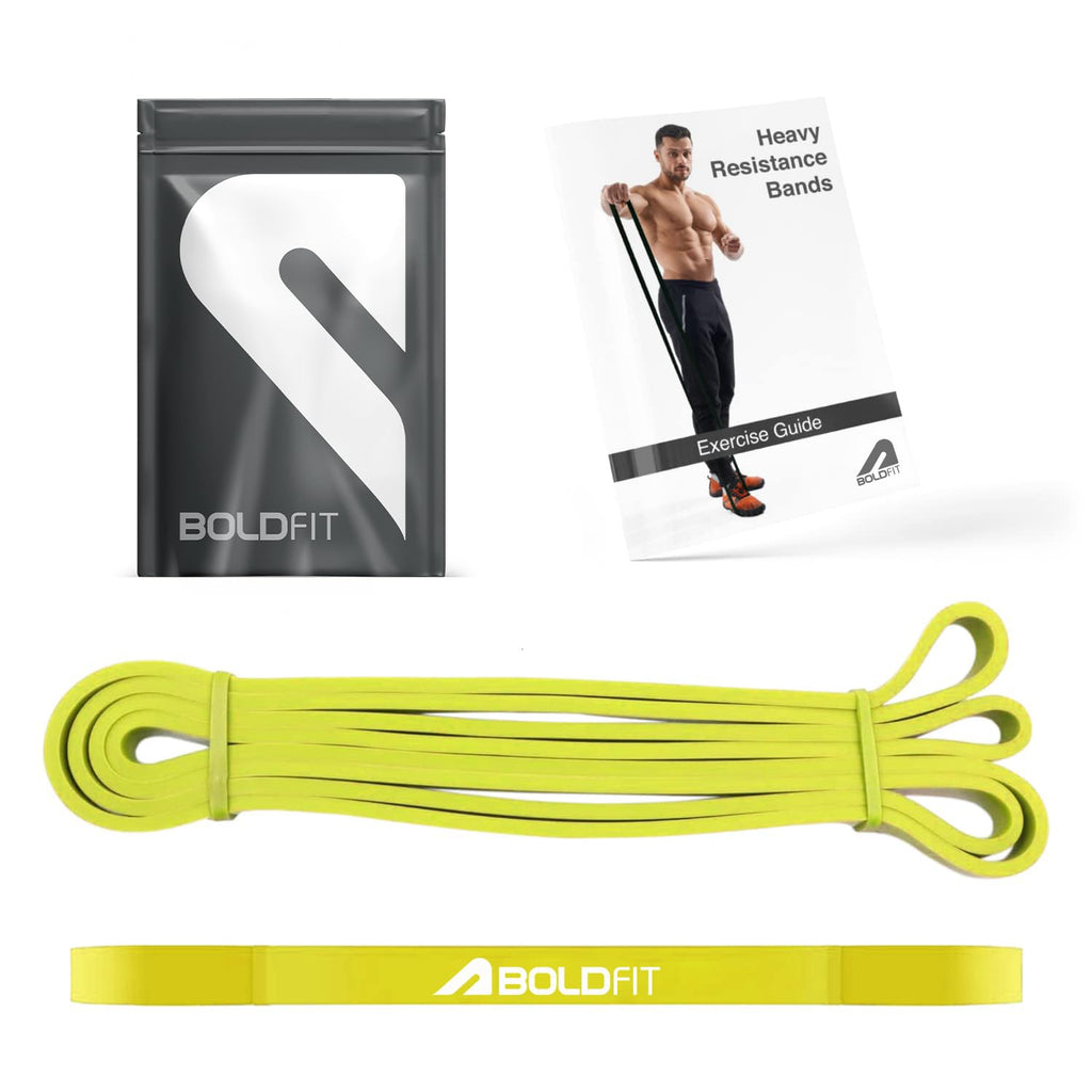 Boldfit Heavy Resistance Band for Exercise & Stretching, Pull Up Band Suitable in Home & Gym Workout, Power Bands for Men & Women. (Yellow 3-7kg Resistances)(Material: Natural Rubber)