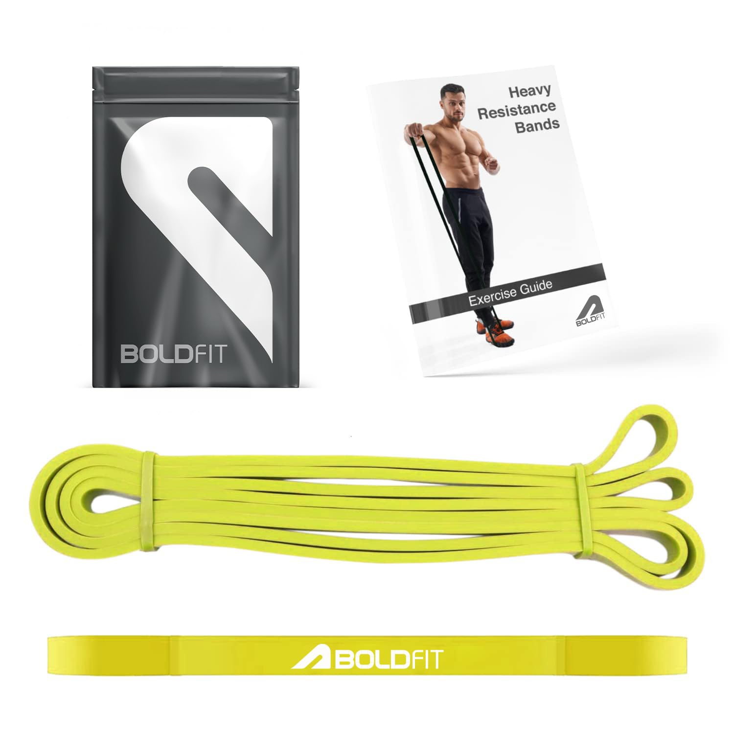 Boldfit Heavy Resistance Band for Exercise & Stretching, Pull Up Band Suitable in Home & Gym Workout, Power Bands for Men & Women. (Yellow 3-7kg Resistances)(Material: Natural Rubber)