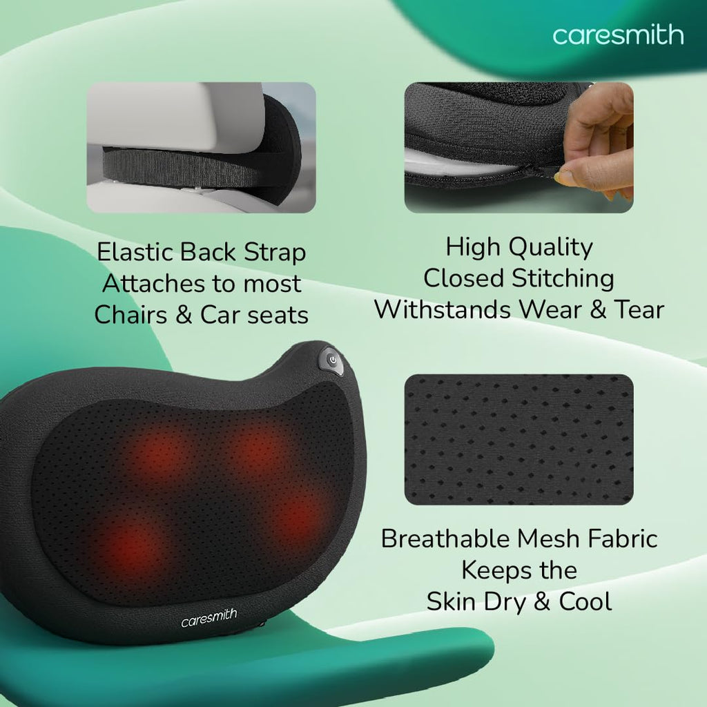 Revive Cushion Massager Machine for Pain Relief | Neck and Back Pain Relief with Shaitsu Infrared Heat Therapy