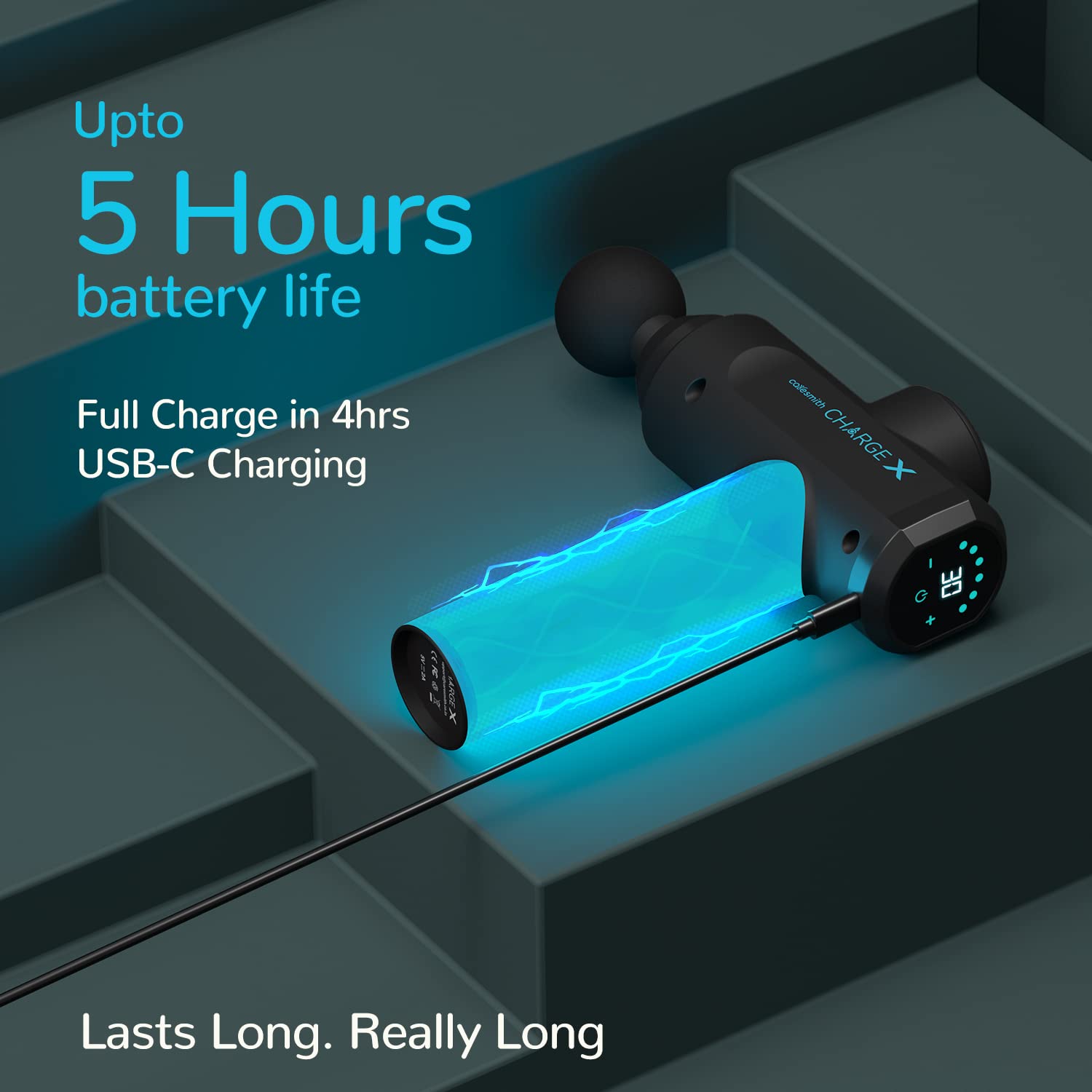 Caresmith Charge X Massage Gun With Touchscreen Display | Massager Machine for Pain Relief for Men and Women | 3300 strokes per min