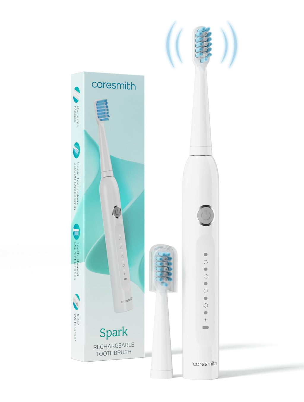 Caresmith SPARK Infinity Electric Toothbrush | 3 Brush Heads & Travel Case | 5 Operational Modes | Electric Brush for Adult | Black,Smart Toothbrush