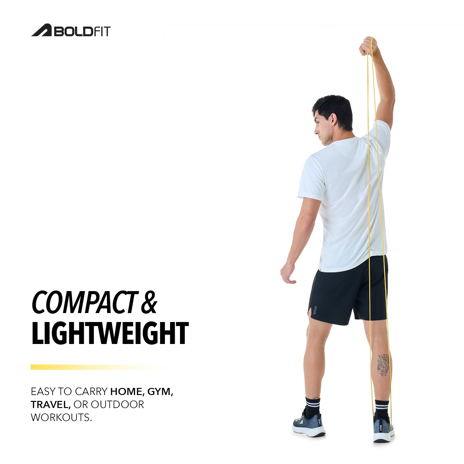 Boldfit Heavy Resistance Band for Exercise & Stretching, Pull Up Band Suitable in Home & Gym Workout, Power Bands for Men & Women. (Yellow 3-7kg Resistances)(Material: Natural Rubber)