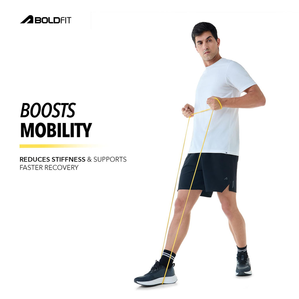 Boldfit Heavy Resistance Band for Exercise & Stretching, Pull Up Band Suitable in Home & Gym Workout, Power Bands for Men & Women. (Yellow 3-7kg Resistances)(Material: Natural Rubber)