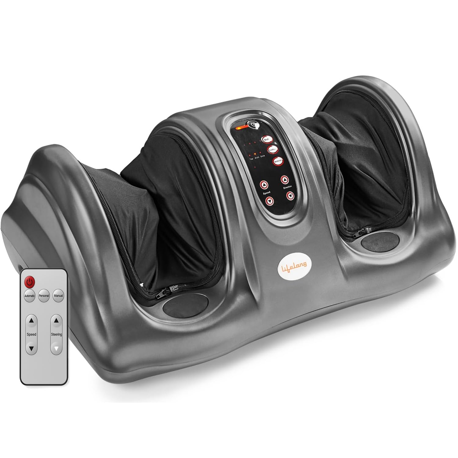 Lifelong Foot Massager Machine for Pain Relief with Kneading function - Also used as Leg Calf Massager - Corded Electric Foot Massage Machine for Home with Customizable Settings (LLM72, Brown)