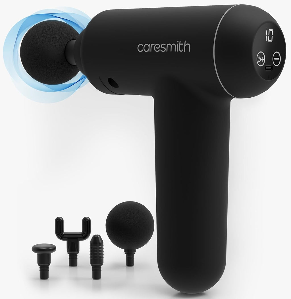CARESMITH Charge Boost Max Massage Gun with Touch Screen Display | Massage Machine for Body Pain | Massager with 10 Speeds, Black
