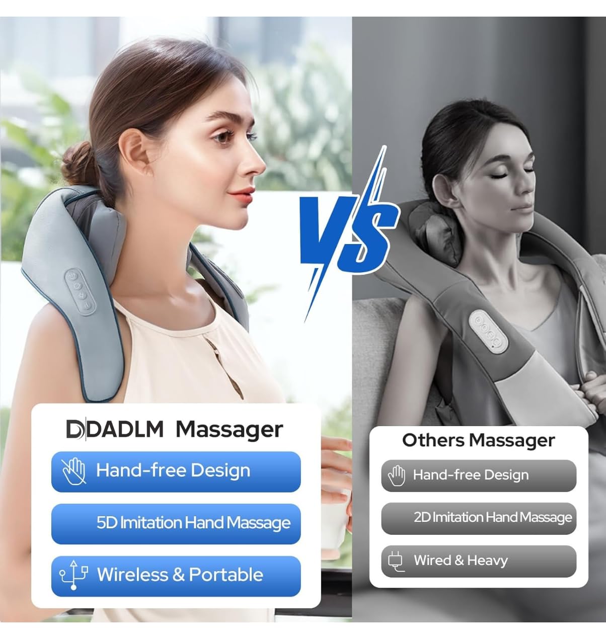 DADLM® Necck and Back Massager, Necck Massager with Heating, Body Massager for Body Aches and Pains Relief, Electric Wearable 5D Cervical Neck Massage Machine for Deep Tissue Neck, Back, Shoulders, Waist and Legs (Cream)