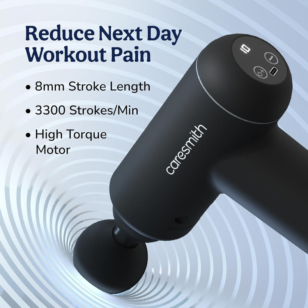 CARESMITH Charge Boost Max Massage Gun with Touch Screen Display | Massage Machine for Body Pain | Massager with 10 Speeds, Black