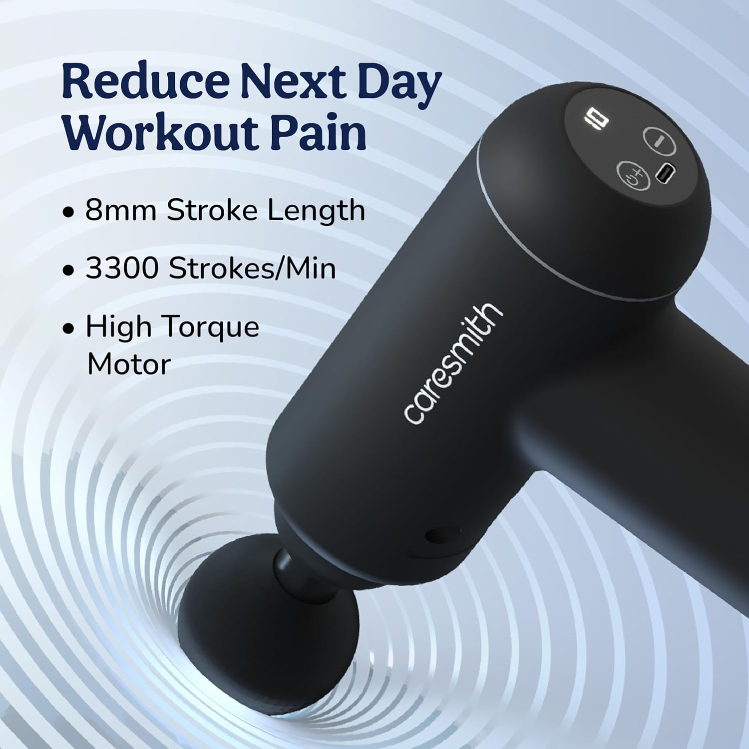 CARESMITH Charge Boost Max Massage Gun with Touch Screen Display | Massage Machine for Body Pain | Massager with 10 Speeds, Black