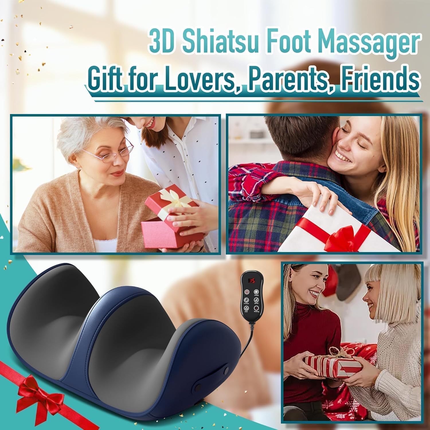 YOGIMOONI Shiatsu Foot Massager Machine with Heat, Foot and Calf Massager,Delivers Relief for Tired Muscles and Plantar,Deep Tissue Massager, Pain Relief, Promotes Blood Circulation Gift for Women Men