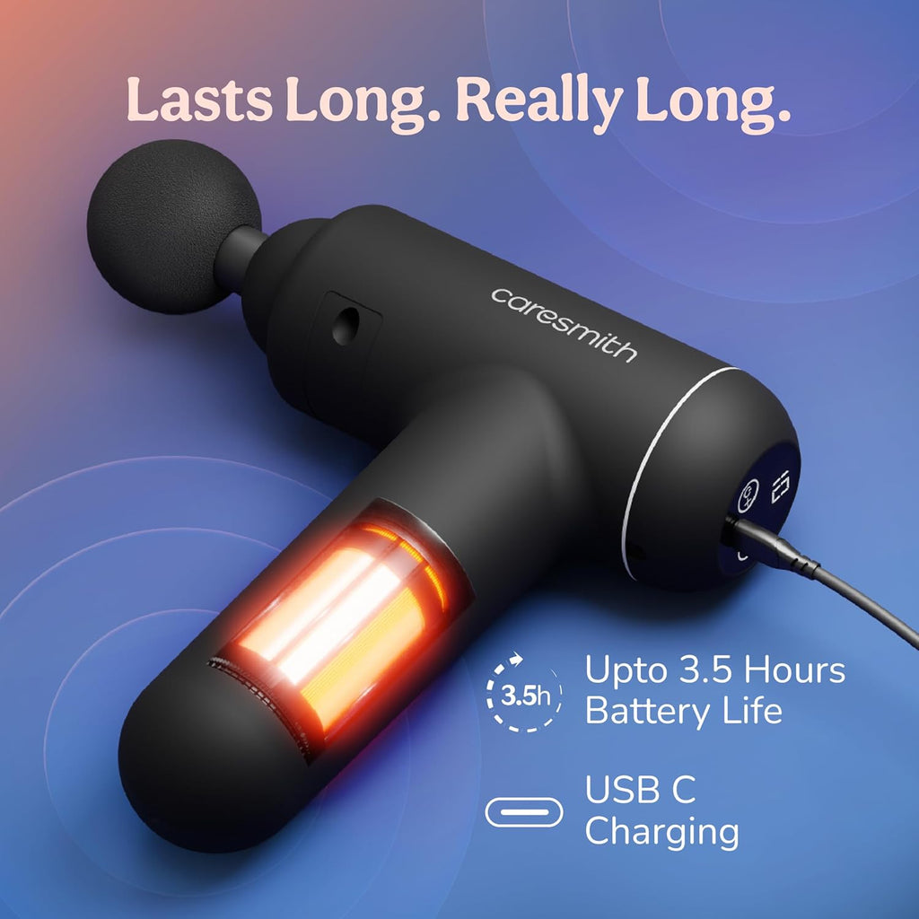 CARESMITH Charge Boost Max Massage Gun with Touch Screen Display | Massage Machine for Body Pain | Massager with 10 Speeds, Black