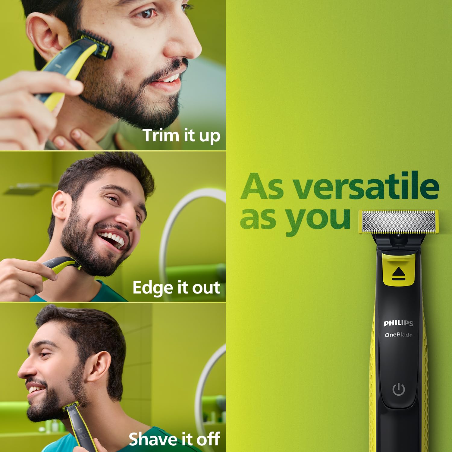 OneBlade Turbo2X Hybrid Trim, Edge, Shave | Perfected for Skin Comfort | Dual Protech Tech | Trimmer Men Beard | Suits all skin types & beard thickness, Wet & Dry Use | Electric Trimmer for Men QP2724/10