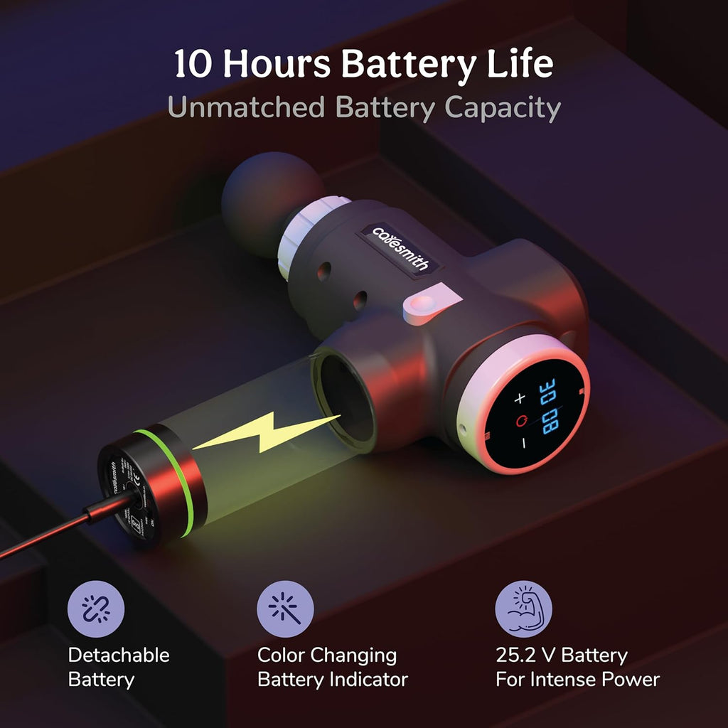 Caresmith Charge Sport Professional Massage Gun | Ultra Powerful Deep Tissue True Percussion Massager Machine for Pain Relief for Men and Women | 50 w BLDC Motor Massager Gun