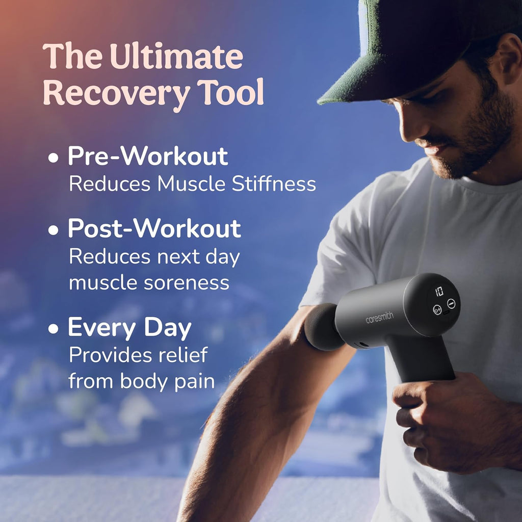 CARESMITH Charge Boost Max Massage Gun with Touch Screen Display | Massage Machine for Body Pain | Massager with 10 Speeds, Black