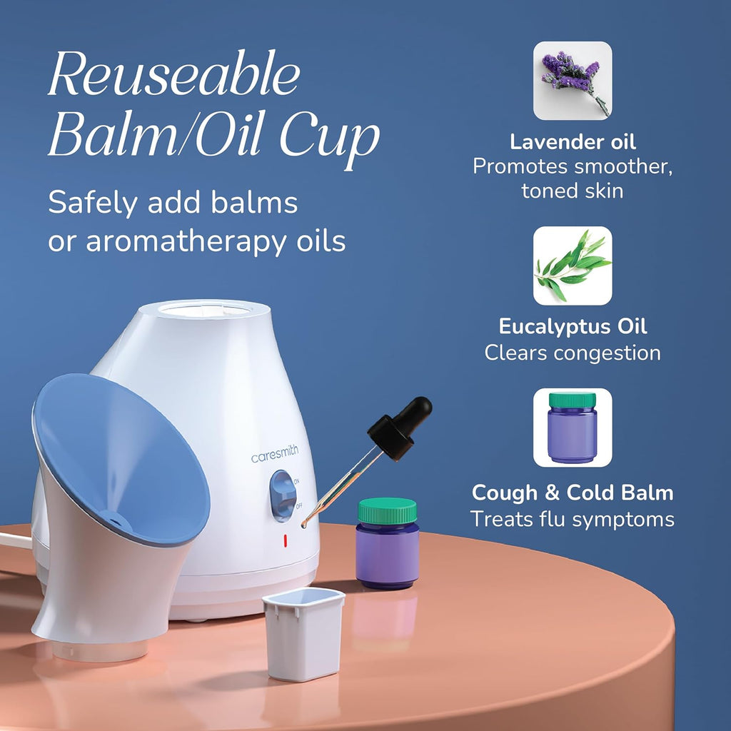 2 In 1 Face Steamer + Steamer For Cold & Cough | 16 Mins Of Natural Steam With 170Ml Large Tank | Dedicated Chamber For Balms & Oils | Vaporizer Steamer With Cough, Cold & Facial | Anti-Splash Technology