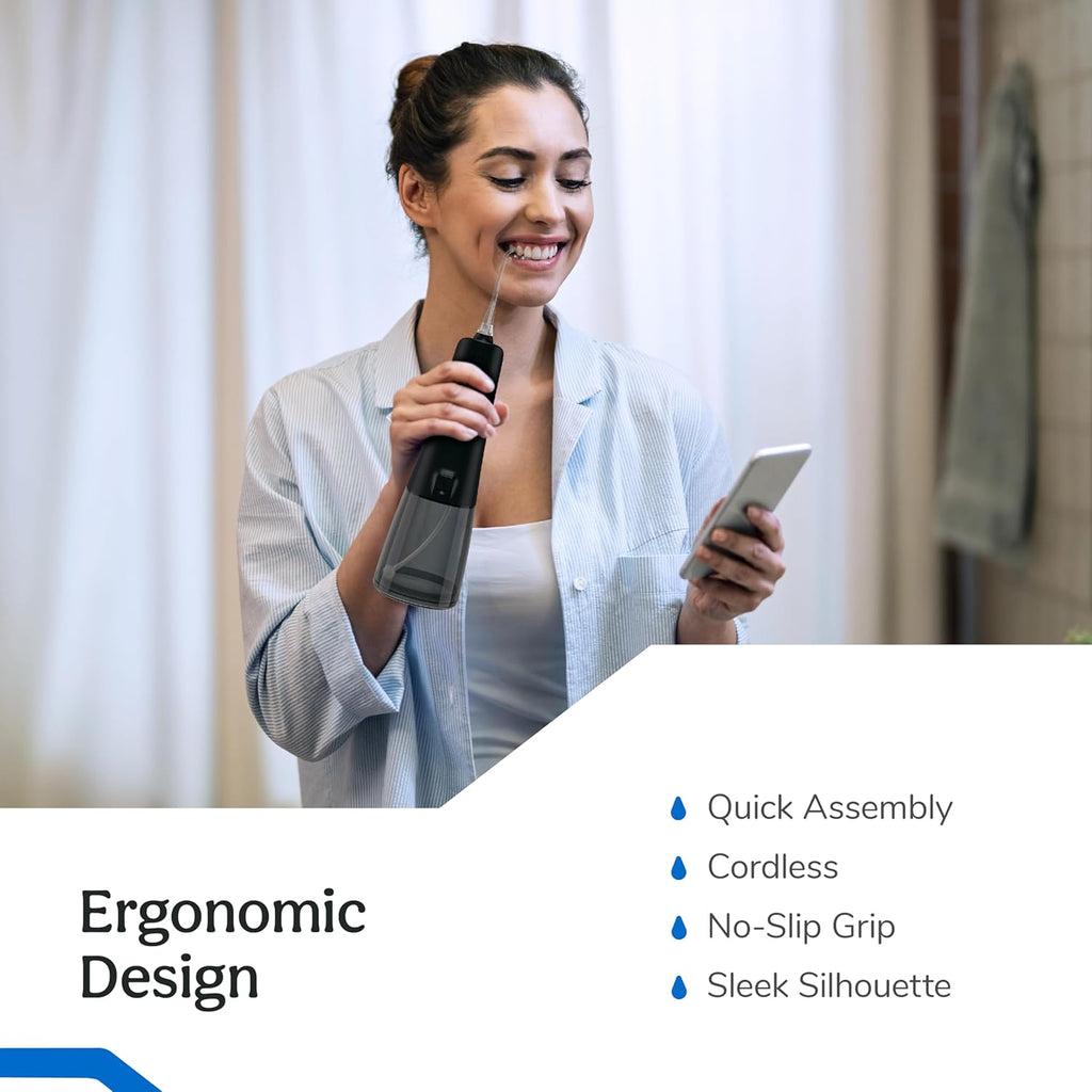 Caresmith Pro+ Cordless Oral Power Flosser | 4 Modes of Different Water Pressure Power | 300 ml Large Detachable Water Tank | IPX7 Waterproof | 2 Jet Tips