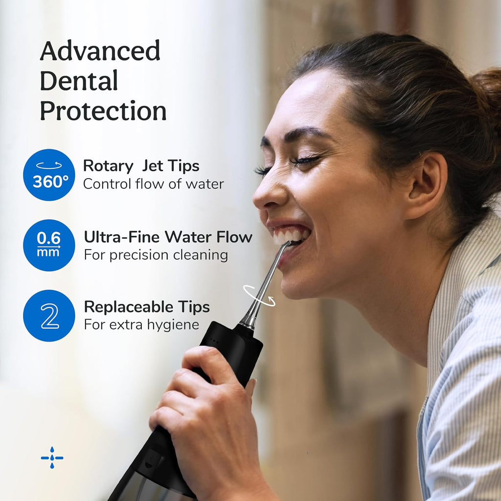 Caresmith Pro+ Cordless Oral Power Flosser | 4 Modes of Different Water Pressure Power | 300 ml Large Detachable Water Tank | IPX7 Waterproof | 2 Jet Tips