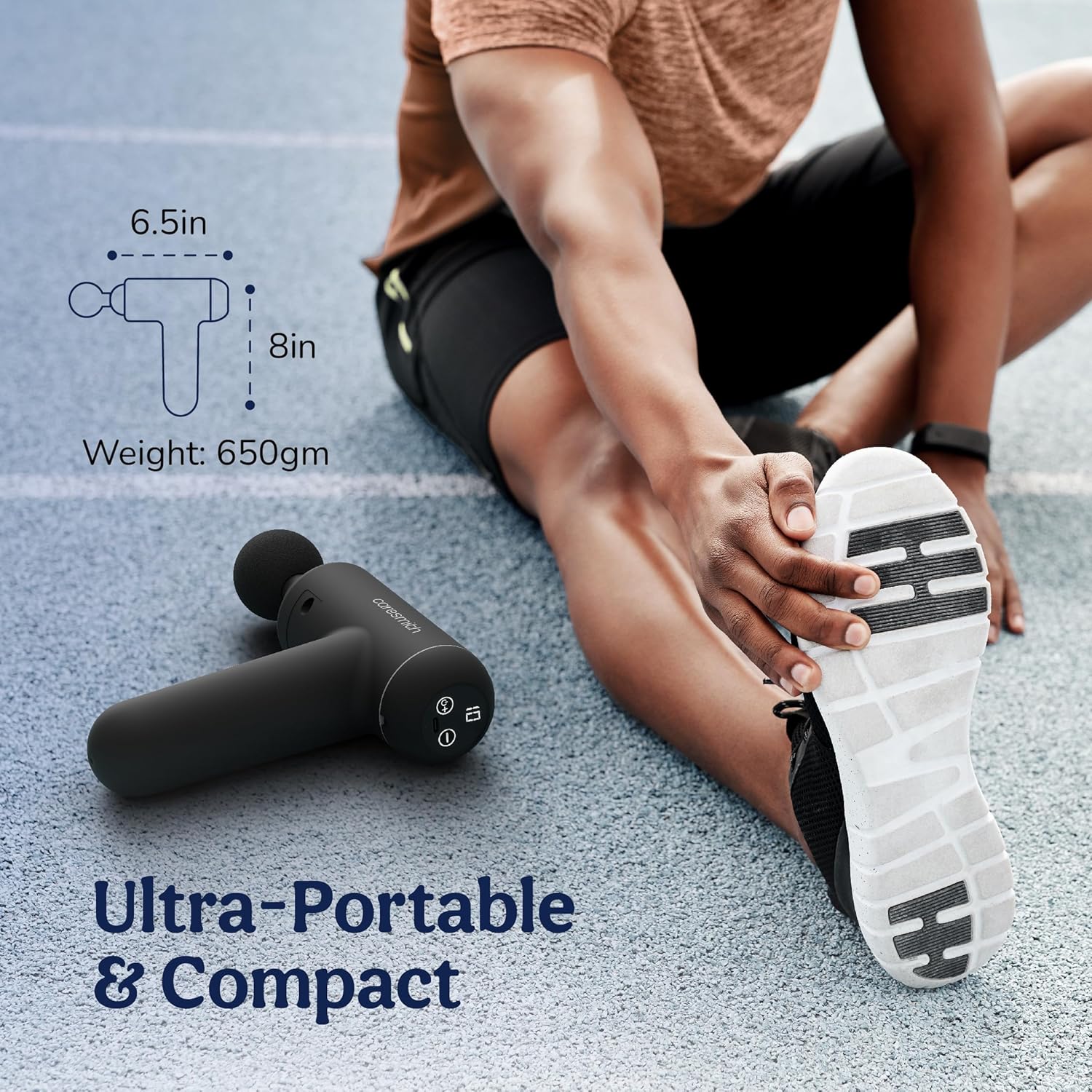 CARESMITH Charge Boost Max Massage Gun with Touch Screen Display | Massage Machine for Body Pain | Massager with 10 Speeds, Black